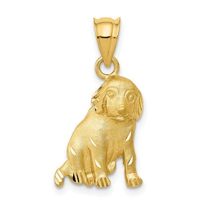 14k Yellow Gold Dog Charm Pendant for Women