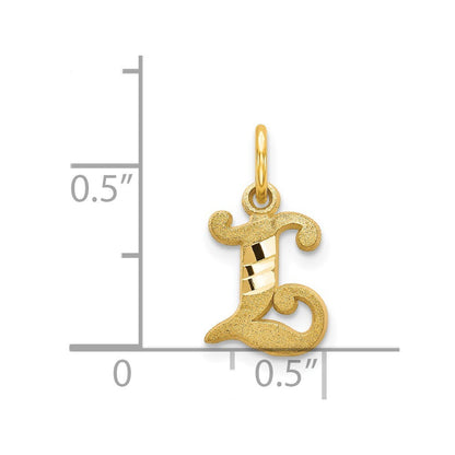 14k Yellow Gold Letter L Initial Charm Pendant for Women