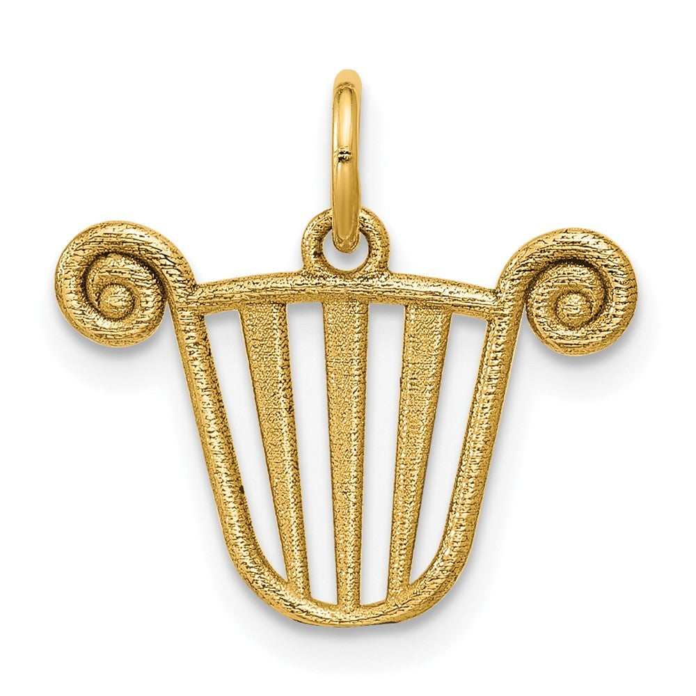 14k Yellow Gold Polished Lyre Pendant