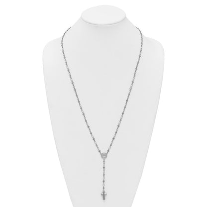 Sterling Silver Cubic Zirconia 28.5in Hrt/Cross Link Cross Ash Holder Necklace