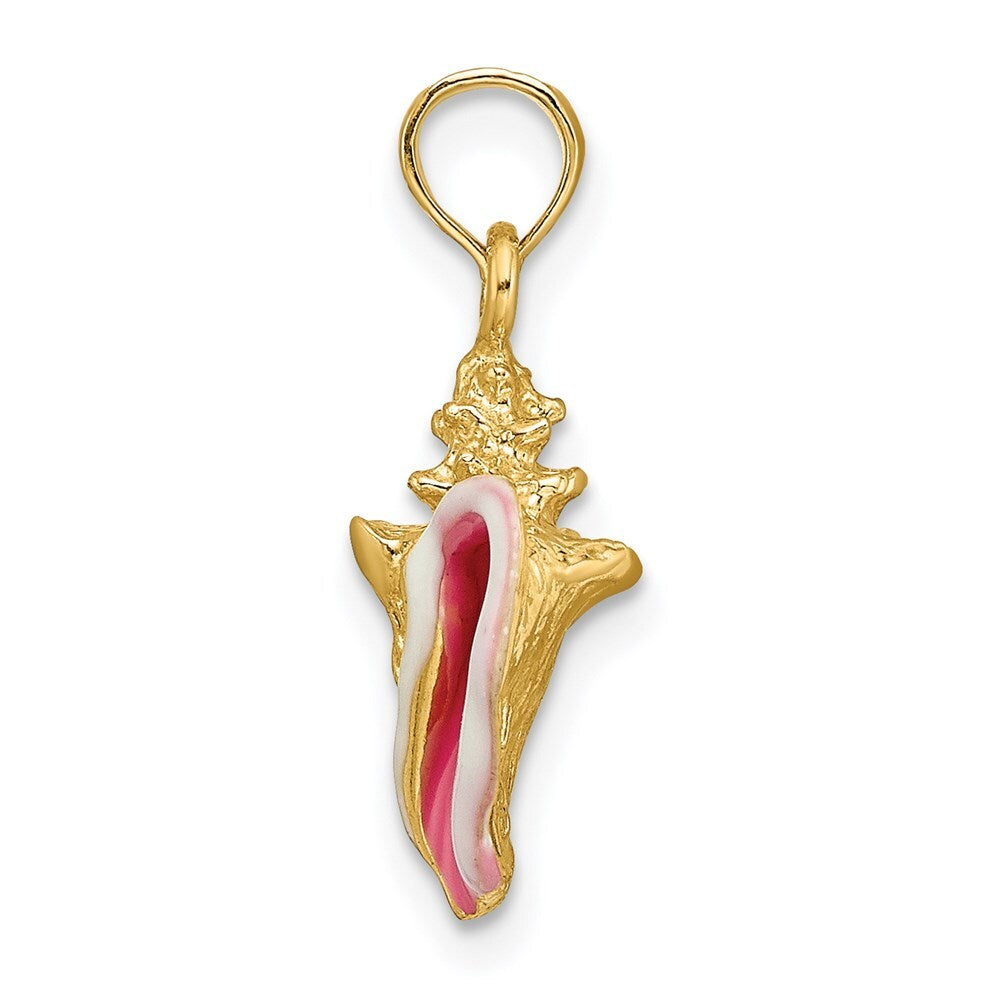 14k Yellow Gold Enameled 3-D Conch Shell Pendant for Women