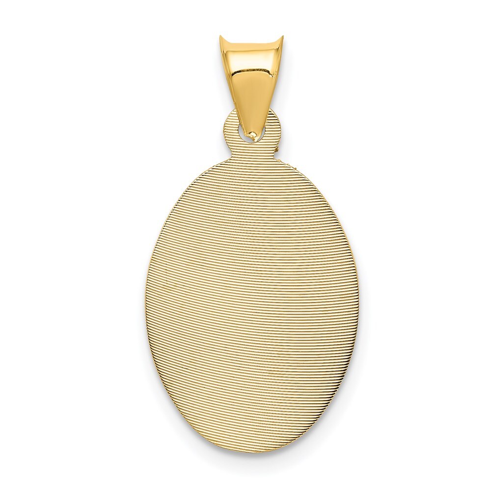 14k Yellow Gold Polished Diamond-Cut Sagrado Corazon Oval Pendant for Women