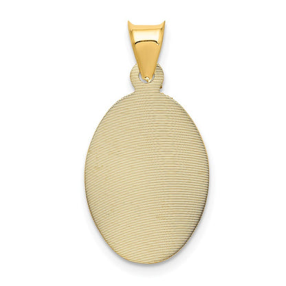 14k Yellow Gold Polished Diamond-Cut Sagrado Corazon Oval Pendant for Women