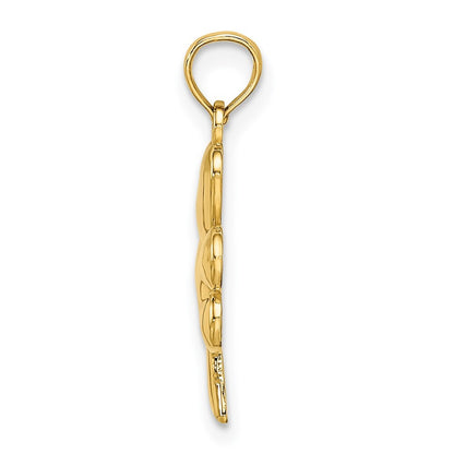 14k Yellow Gold 3-Leaf Clover Charm Pendant for Women