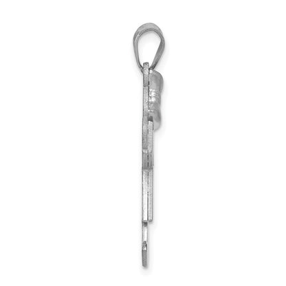 14k White Gold Medium Girl w Bow on Left Engravable Charm