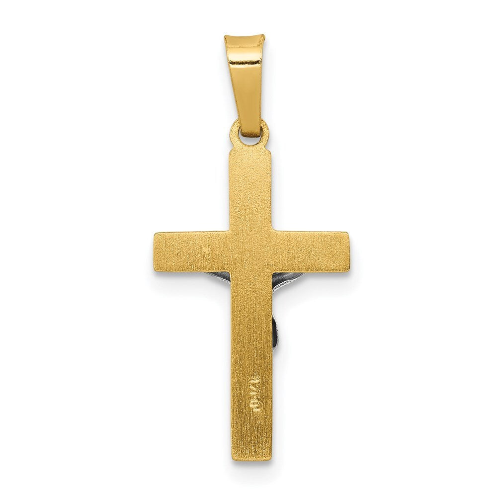 14k Two-tone Gold INRI Hollow Crucifix Pendant for Women