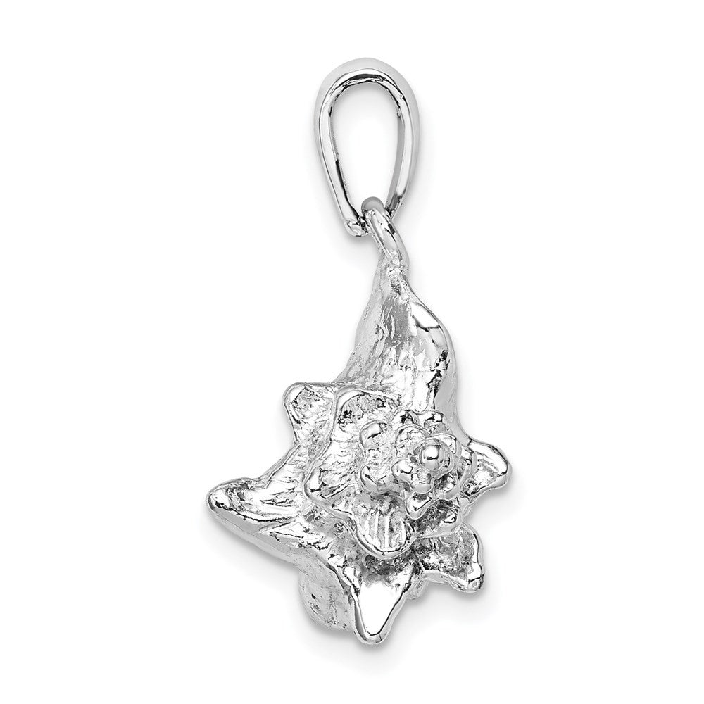 Sterling Silver Rhodium-Plated Polished 3D Conch Shell Pendant