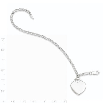 Sterling Silver Engraveable Heart Charm Bracelet