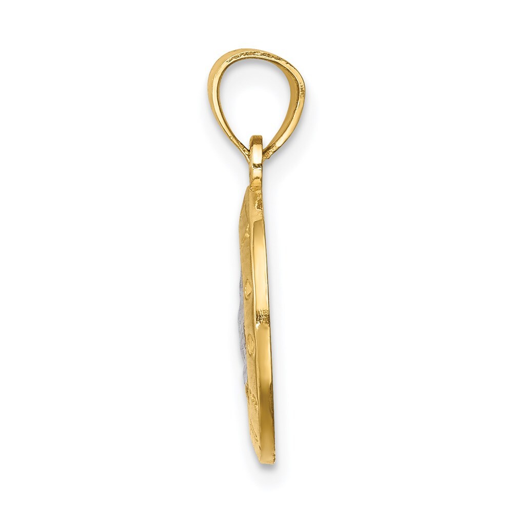 14k Yellow Gold Rhodium Praying Hands Pendant for Women