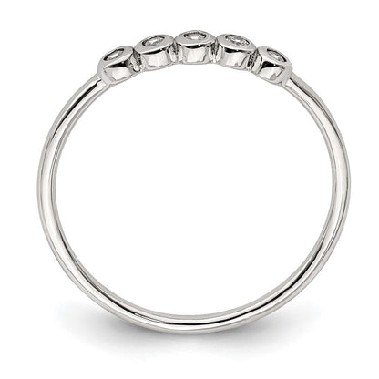 Sterling Silver Rhodium-plated 5-Bezel Cubic Zirconia Ring Size 6