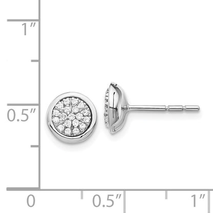 14k White Gold Diamond Cluster Stud Earrings