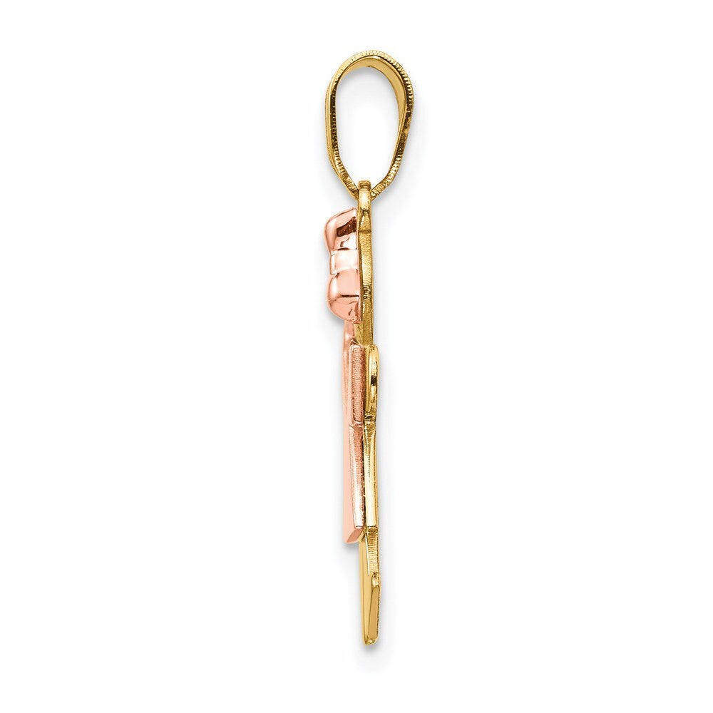 14k Two-tone Gold Small Girl on Right Engravable Charm Pendant