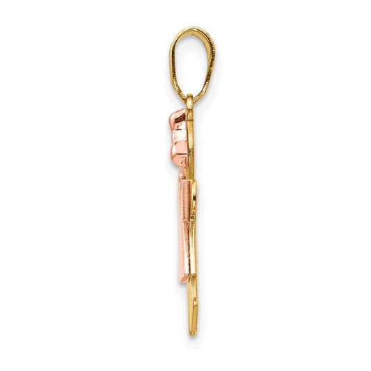 14k Two-tone Gold Small Girl on Right Engravable Charm Pendant