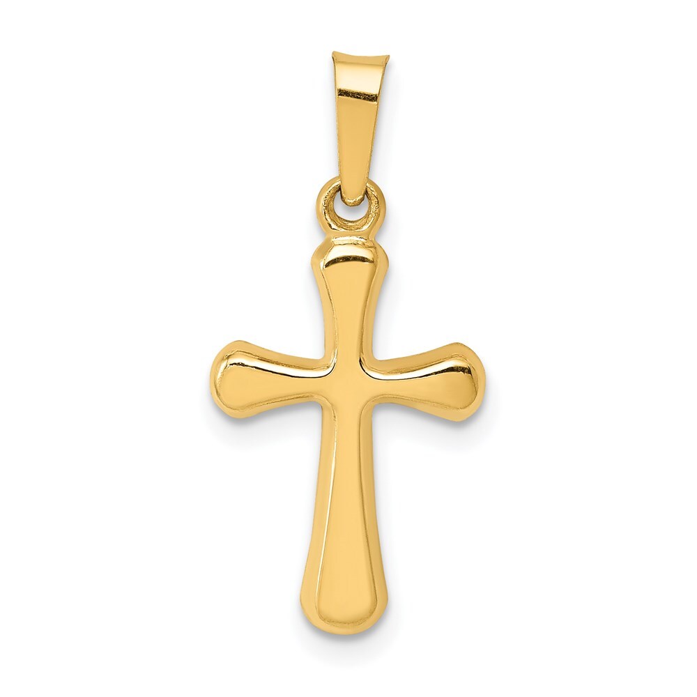 14k Yellow Gold Polished Rounded Cross Pendant for Women