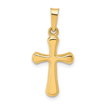 14k Yellow Gold Polished Rounded Cross Pendant for Women