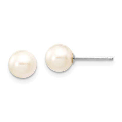 14k White Gold 6-7mm White Round Akoya Saltwater Cultured Pearl Earrings