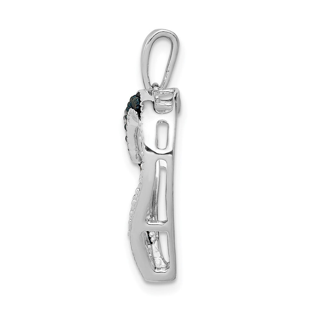 14k White Gold 1/20ct. Blue and White Diamond Heart Pendant for Women