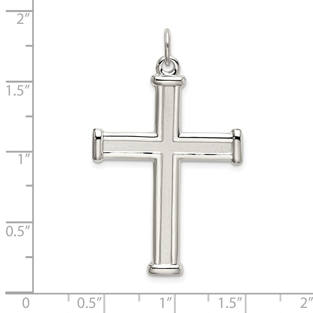 Sterling Silver Polished and Satin Cross Pendant Holiday Gift for Women