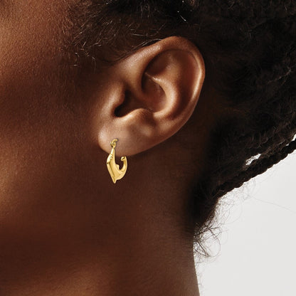 14k Yellow Gold Polished Dolphin Hoop Earrings Gift for Women