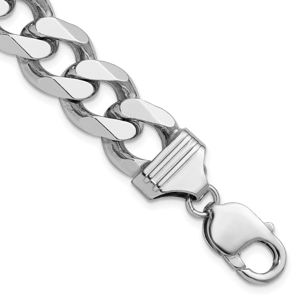 Sterling Silver Rhodium-plated 13mm Curb Chain Bracelet
