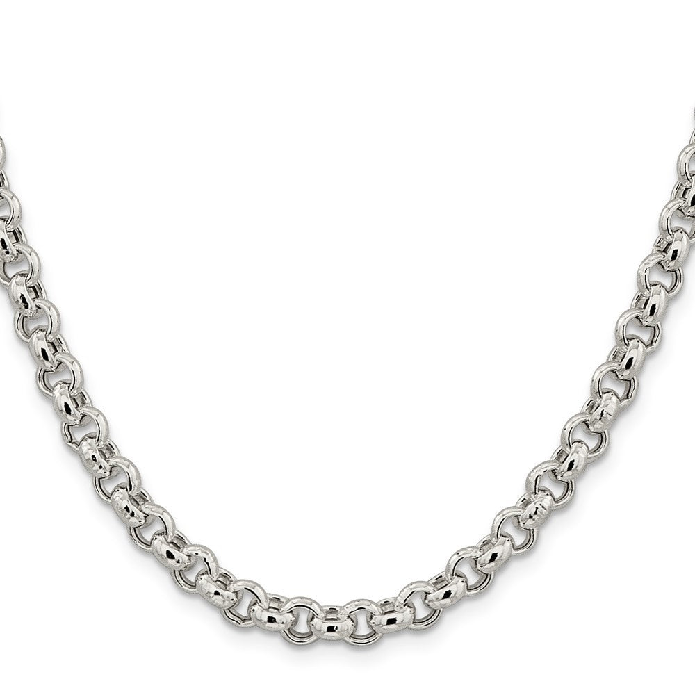 Sterling Silver 6.5mm Semi-solid Rolo Chain Necklace