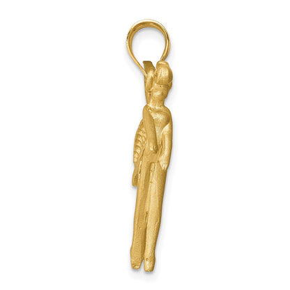 14k Yellow Gold and White Rhodium Diamond-Cut Fairy Pendant for Women