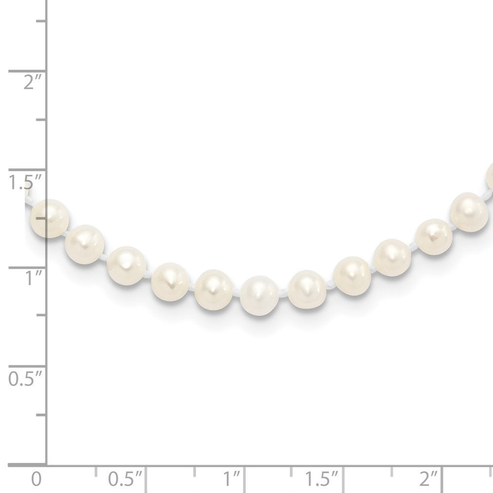 Sterling Silver Rhodium-plated 4-5mm White Cultured Pearl Necklace 24"