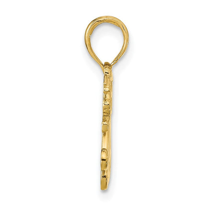 14k Yellow Gold Polished MOM with Heart and Angels Pendant
