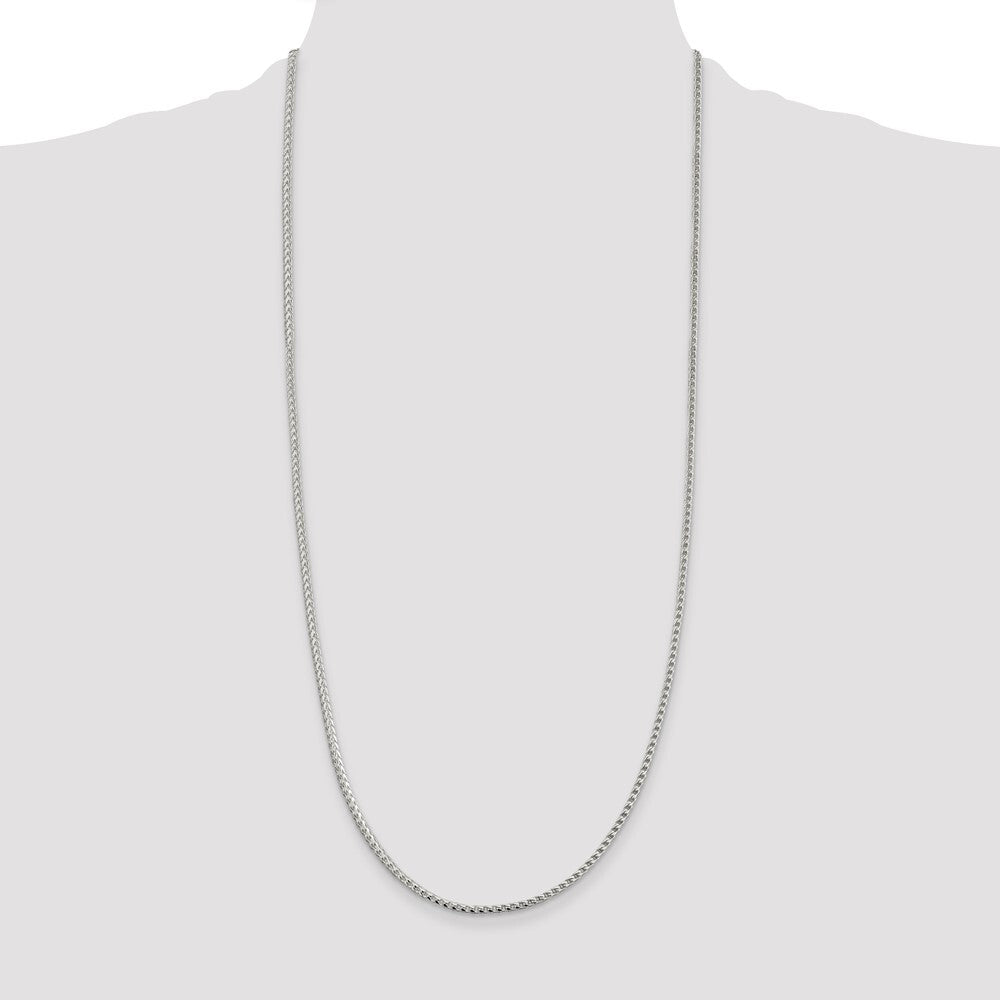 Sterling Silver 2.55mm Diamond-cut Square Franco Chain
