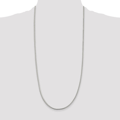 Sterling Silver 2.55mm Diamond-cut Square Franco Chain