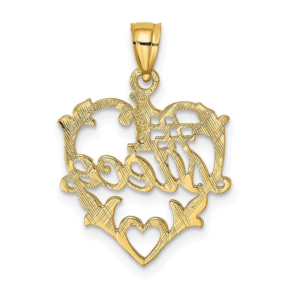 14k Yellow Gold #1 NIECE in Heart Charm Pendant for Women