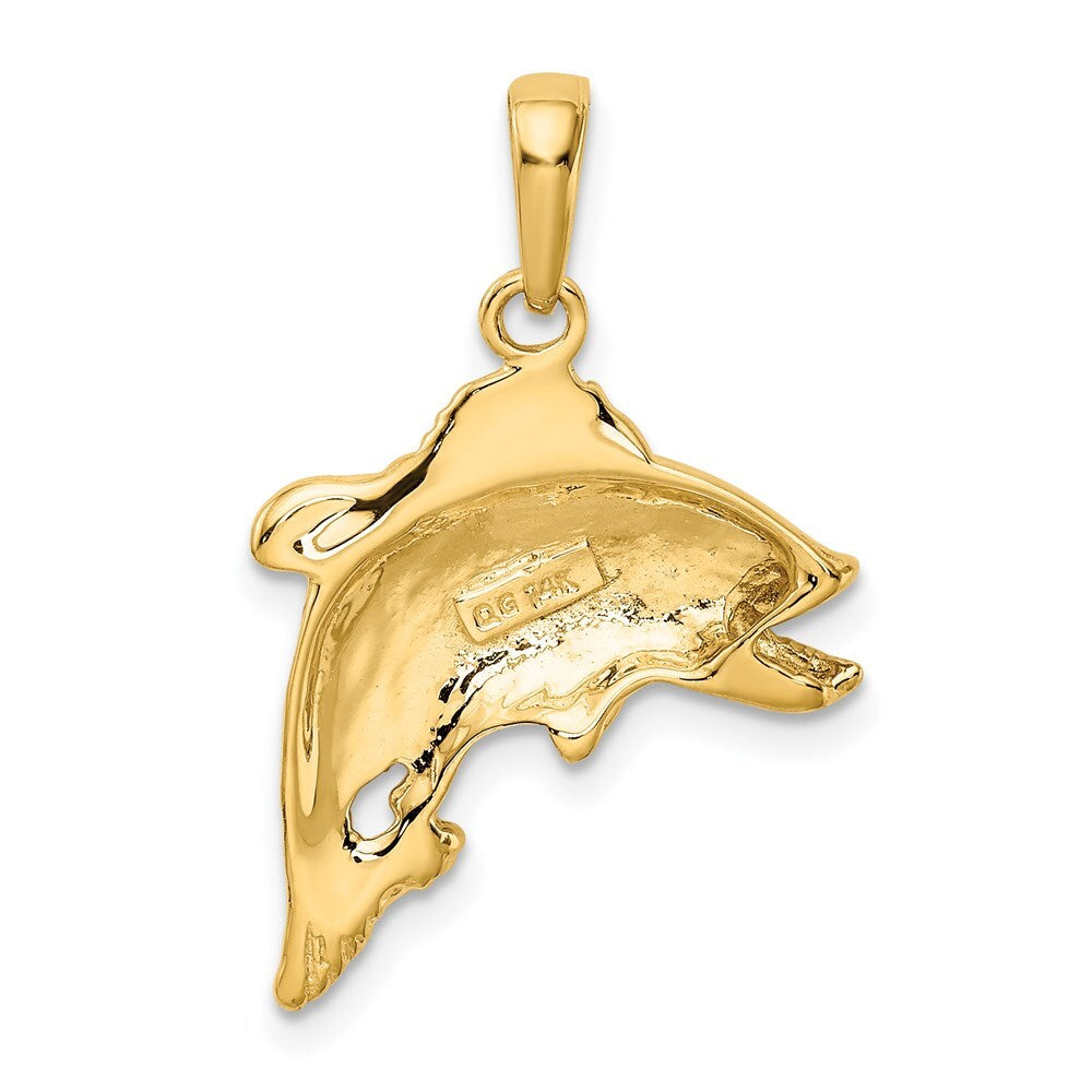 14k Yellow Gold Jumping Bass Fish Pendant for Women