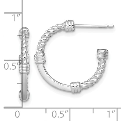 Sterling Silver Rhodium-plated Polished and Twisted 21.0mm C-Hoop Earrings