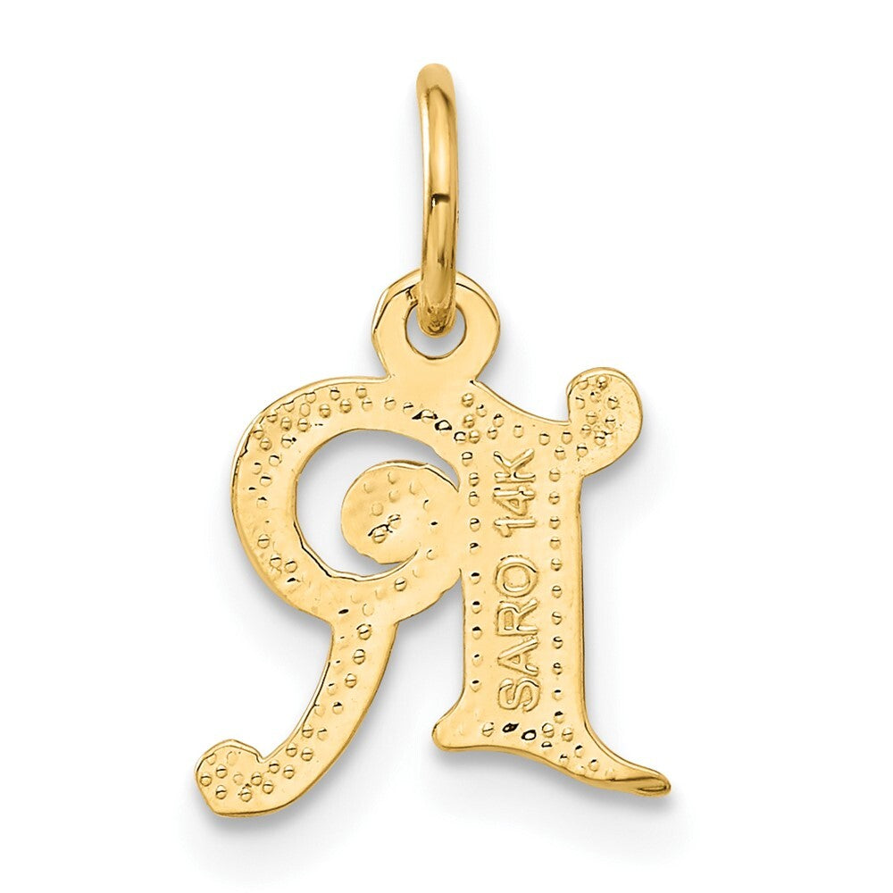 14k Yellow Gold Letter R Initial Charm Pendant for Women