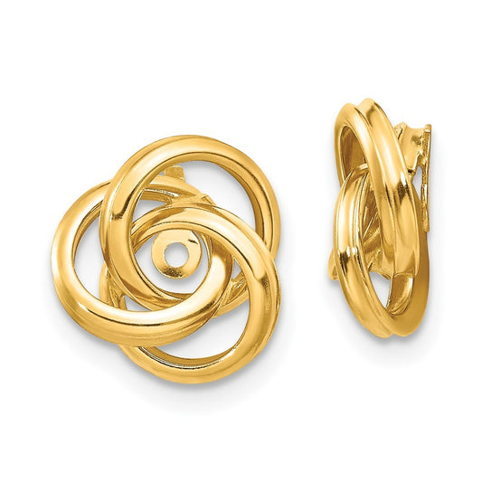 14k Yellow Gold Polished Love Knot Earring Jackets