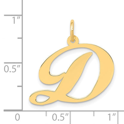 14k Yellow Gold Large Fancy Script Letter D Initial Charm