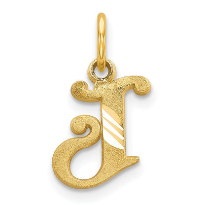 14k Yellow Gold Letter J Initial Charm Pendant for Women