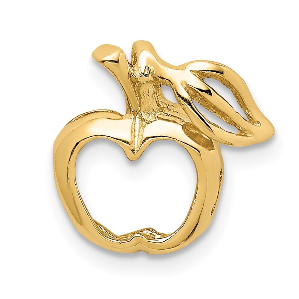 14k Yellow Gold Polished Cut-out Apple Chain Slide Pendant for Women