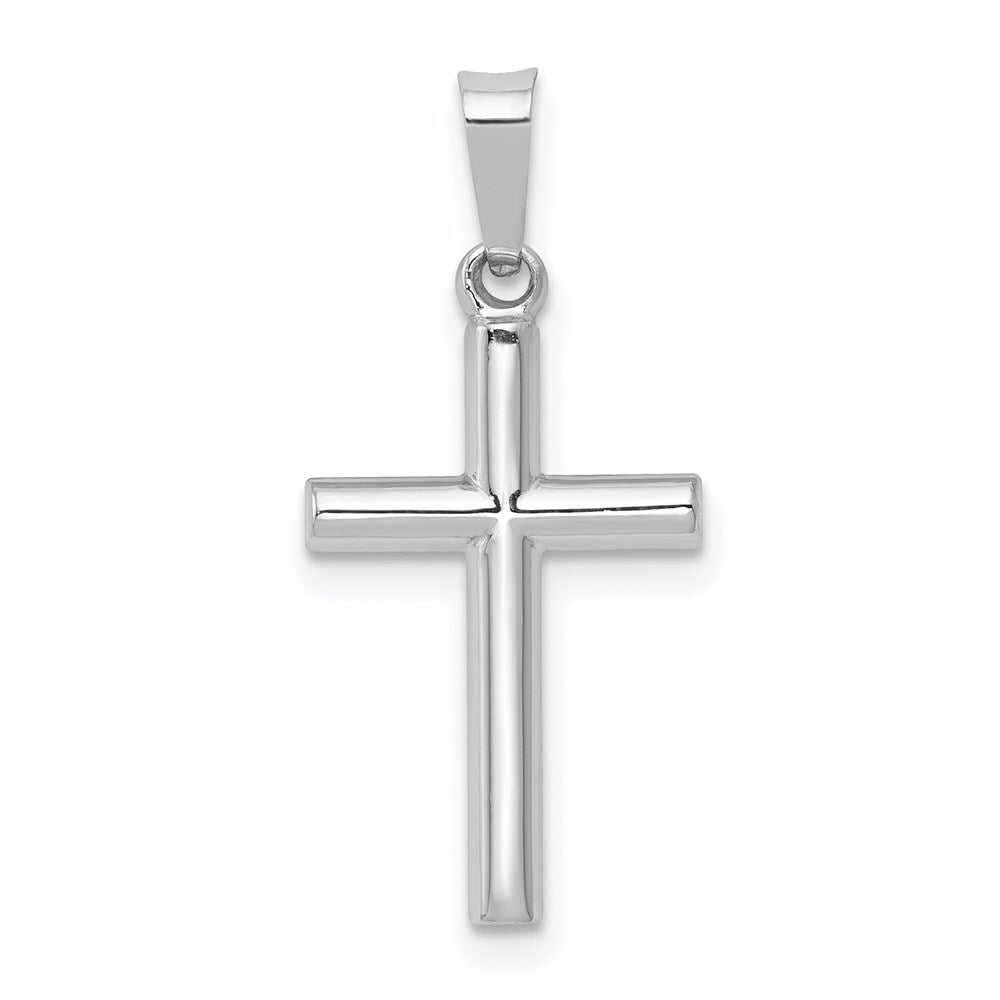 14k White Gold Polished Hollow Latin Cross Pendant for Women