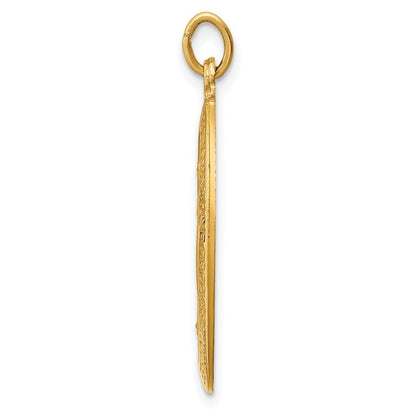 14k Yellow Gold Solid Polished Satin Medium Oval Miraculous Medal