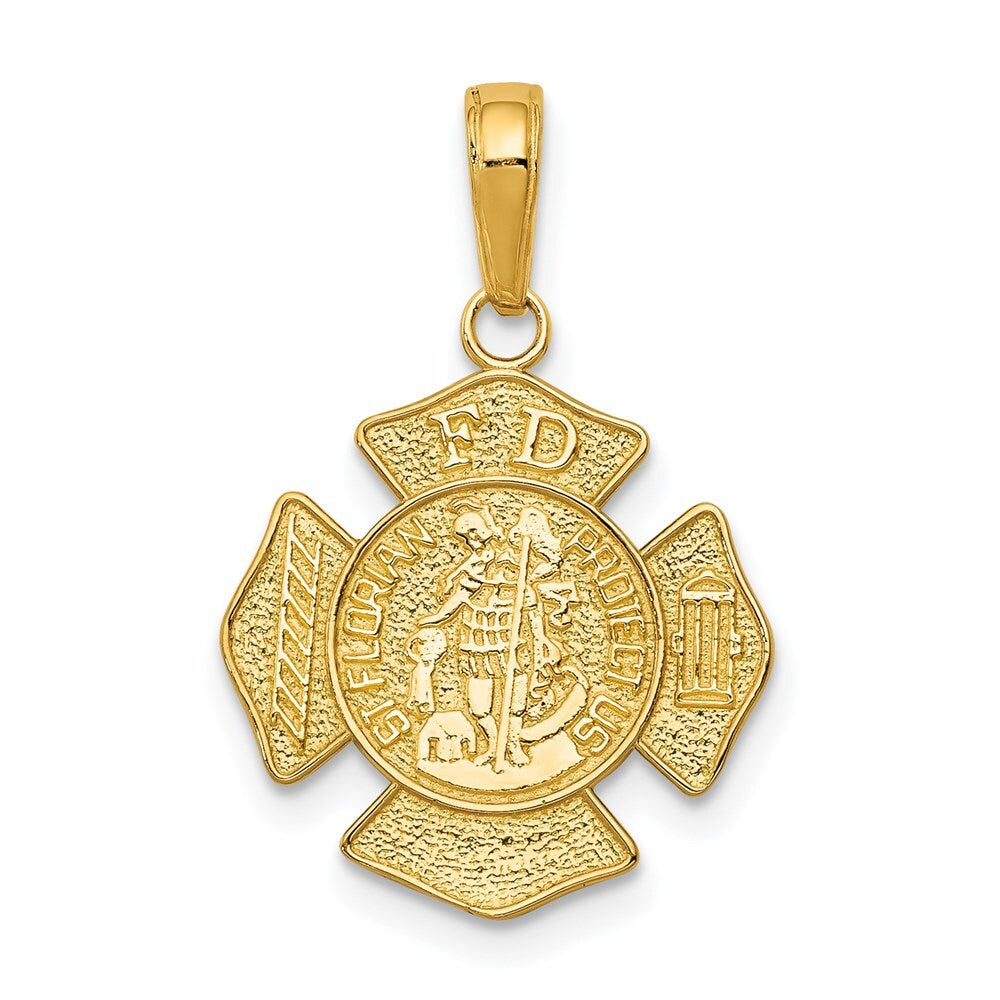 14k Yellow Gold Small St. Florian Badge Pendant for Women