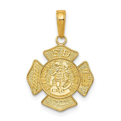 14k Yellow Gold Small St. Florian Badge Pendant for Women