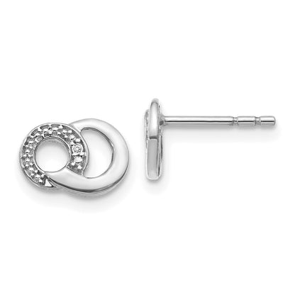 14k White Gold Diamond Circles Stud Earrings Gift for Women