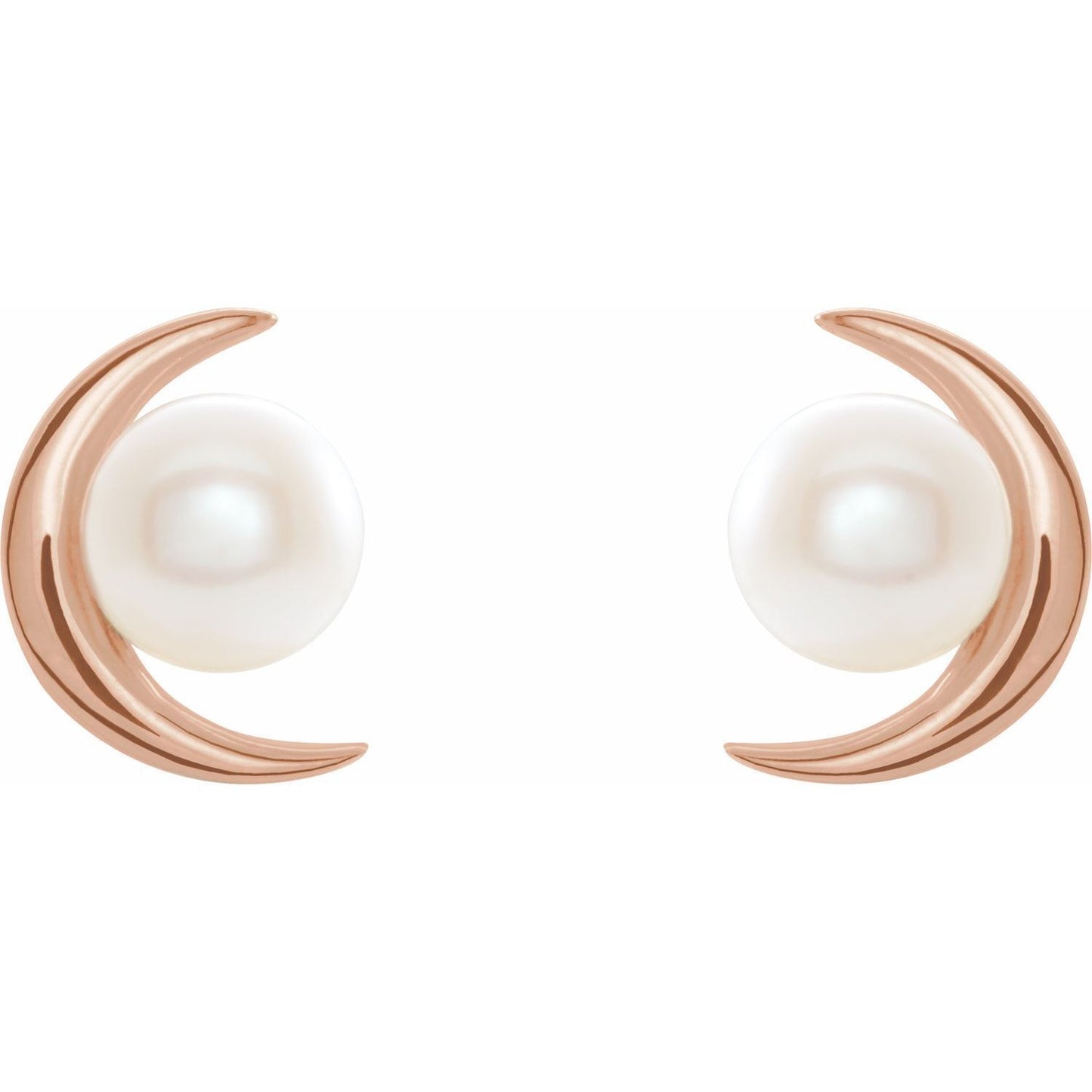 14k Rose Gold Cultured Freshwater Pearl Stud Earrings Fine Jewelry for Women