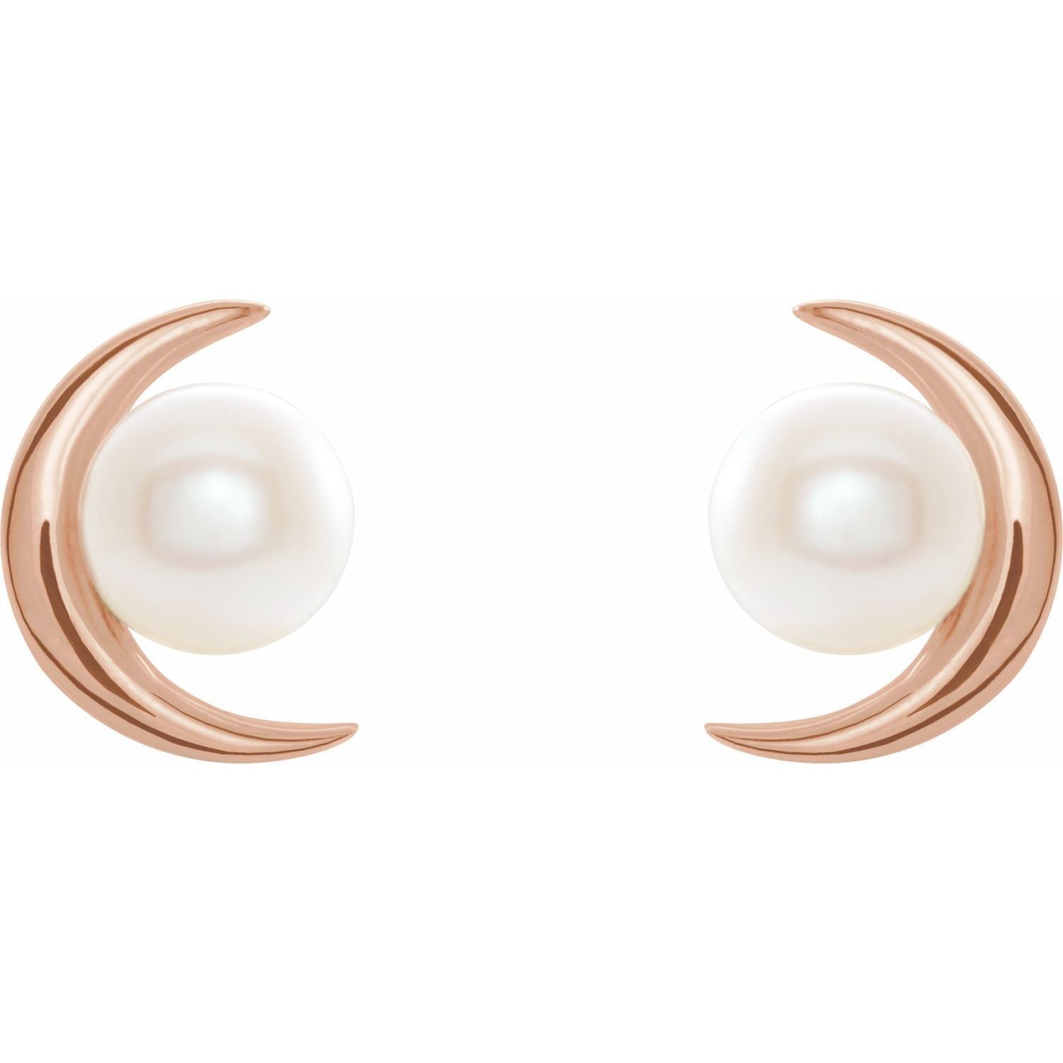 14k Rose Gold Cultured Freshwater Pearl Stud Earrings Fine Jewelry for Women