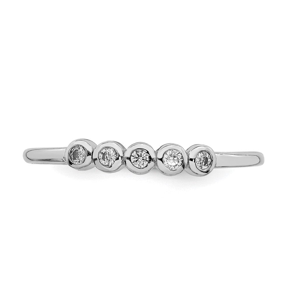 Sterling Silver Rhodium-plated 5-Bezel Cubic Zirconia Ring Size 7