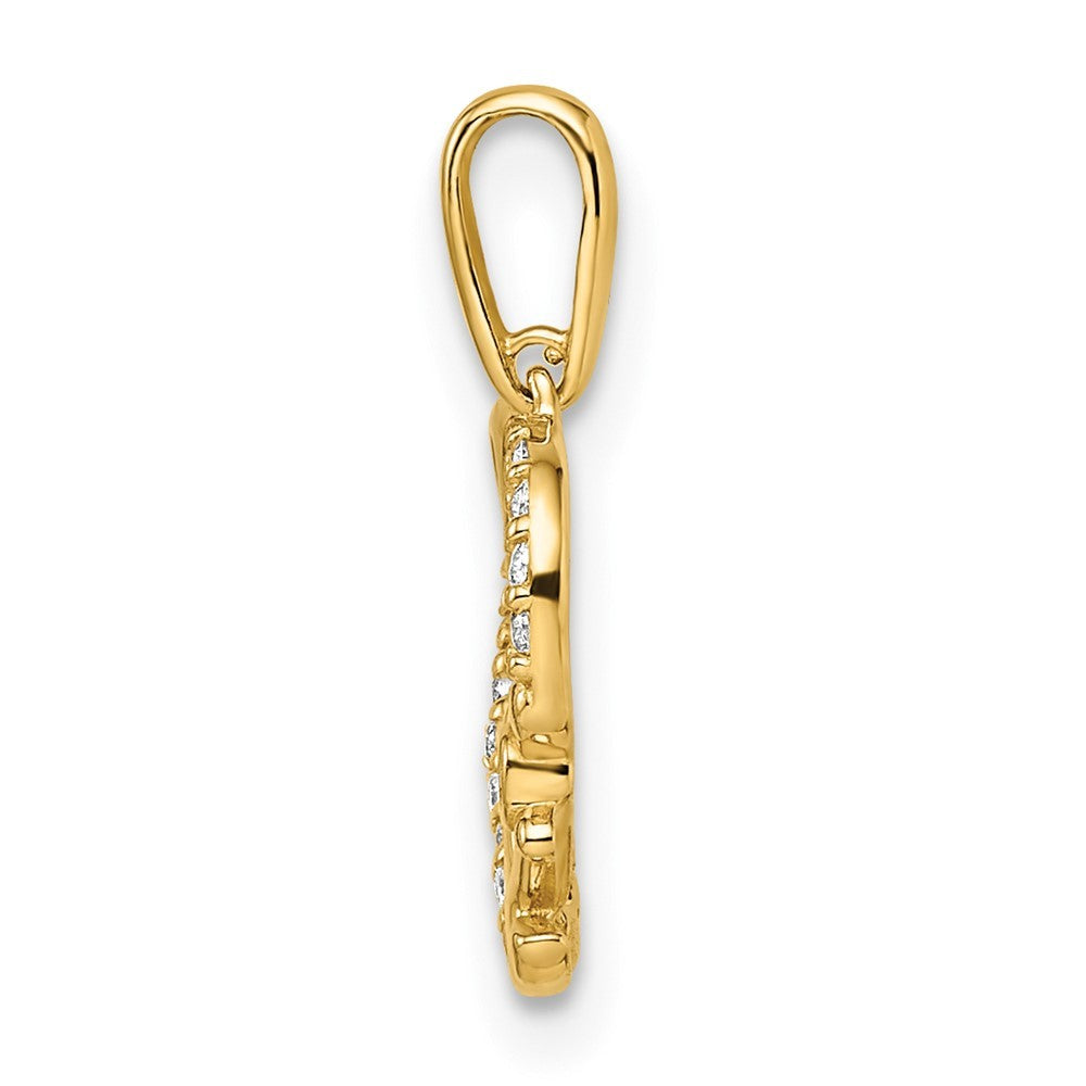 14k Yellow Gold CZ Heart with Anchor Pendant