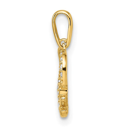 14k Yellow Gold CZ Heart with Anchor Pendant