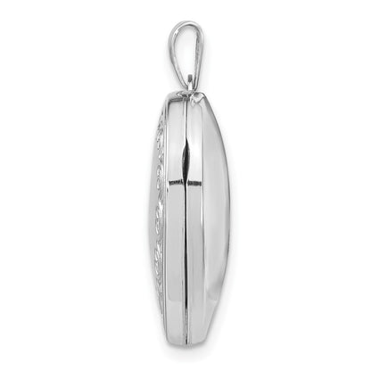 14k White Gold Scallop Design 21mm Heart Locket