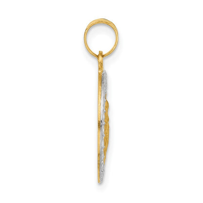 14k Yellow Gold with White Rhodium Hollow St. Anthony Medal Pendant for Women